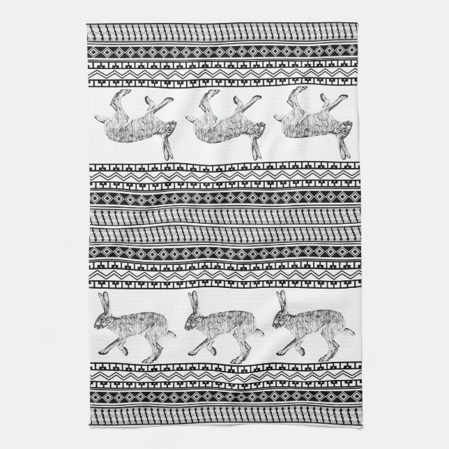 Linge De Cuisine Motifs géométriques noirs de Jacklapin du sud-oues (Vertical)