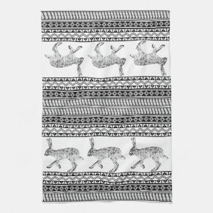 Linge De Cuisine Motifs géométriques noirs du Jacklapin du Sud-Ou