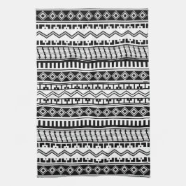 Linge De Cuisine Motifs géométriques noirs et blancs du sud-ouest