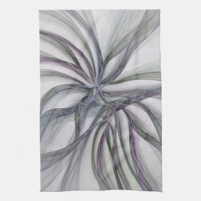 Linge De Cuisine Motions Filigree Moderne Abstrait pivotant Fractal (Vertical)