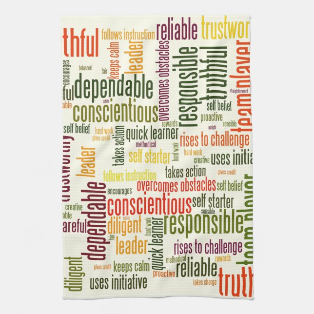 Linge De Cuisine Motivation Mots #4 valeurs positives (Vertical)