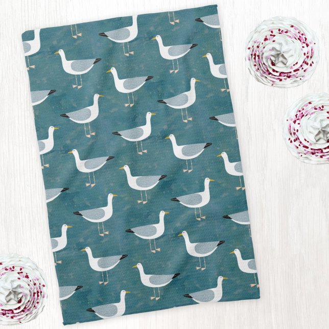 Linge De Cuisine Mouettes marines (Seagull nautical kitchen tea towel)