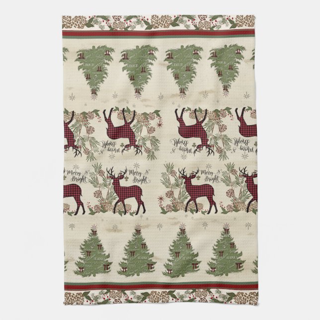 Linge De Cuisine Mountain Lodge Christmas Tree Joyer n Bright Deer (Vertical)