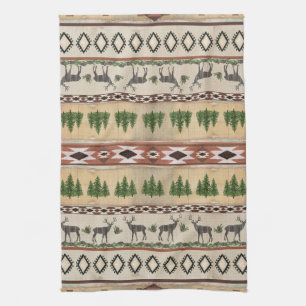 Linge De Cuisine Mountain Lodge Ruswood Forest Deer Art tribal