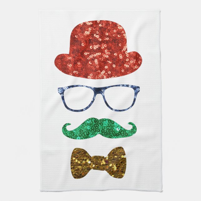 Linge De Cuisine moustache hipster de noël (Vertical)