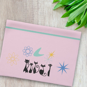 Linge De Cuisine Moyen siècle moderne les années 50 Black Cats Atom