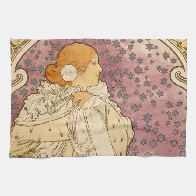 Linge De Cuisine Mucha Art nouveau femme beauté (Horizontal)