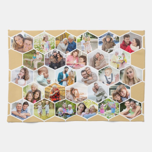 Linge De Cuisine Multi Photo 28 Photo Miel Beige Honeypeb (Horizontal)