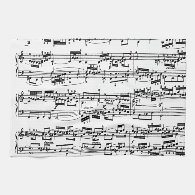 Linge De Cuisine Musique de feuille par Bach (Horizontal)