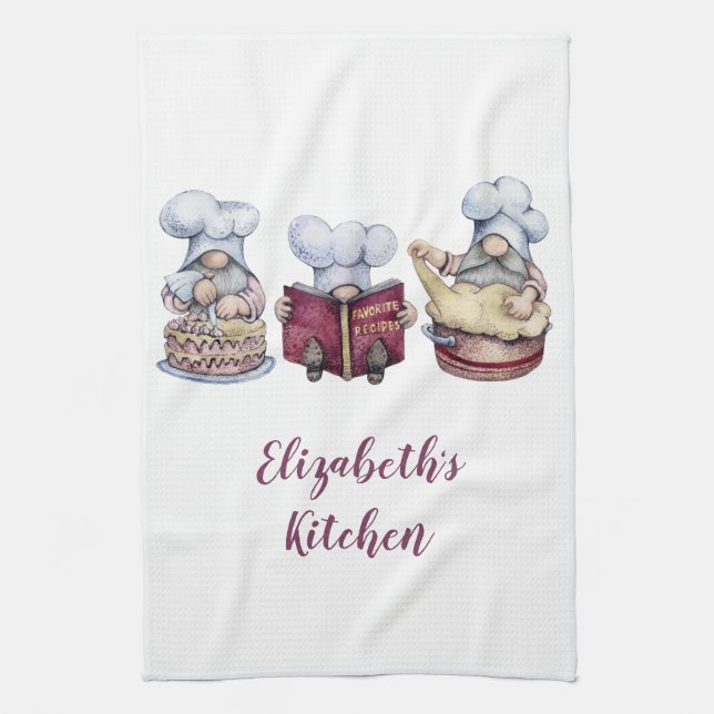 Linge De Cuisine Nains personnalisés Cuisine Boulangerie Mignons Fa (Vertical)