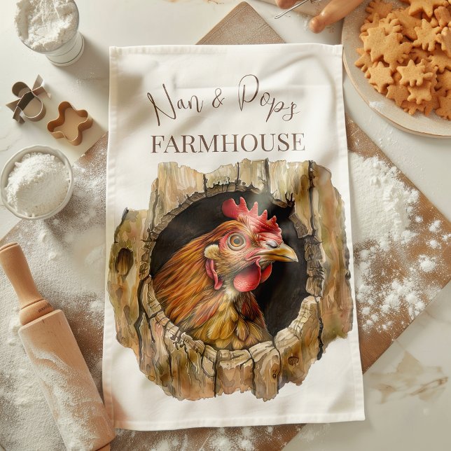 Linge De Cuisine Nan & Pop's Farmhouse Cute Country Farm Chicken (Créateur téléchargé)