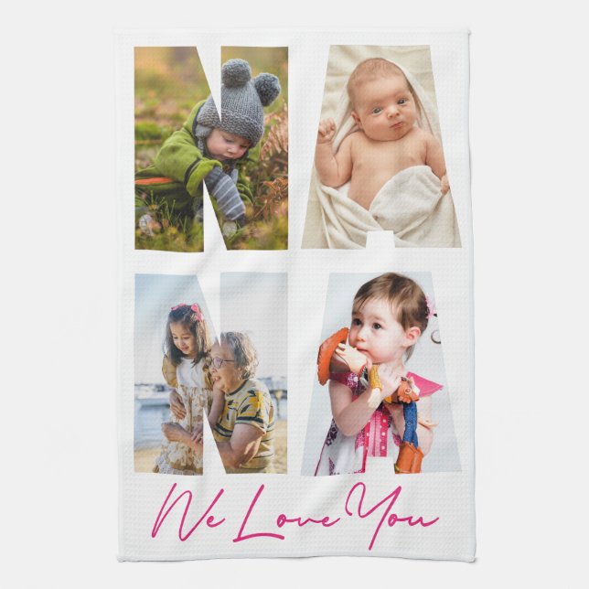 Linge De Cuisine Nana We Love You Photo Collage Keepsaké   (Vertical)