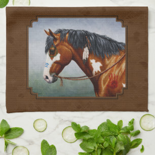 Linge De Cuisine Natif Américain Bay Pinto Horse Brown