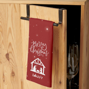 Linge De Cuisine Nativité Joyeux Noël Rouge