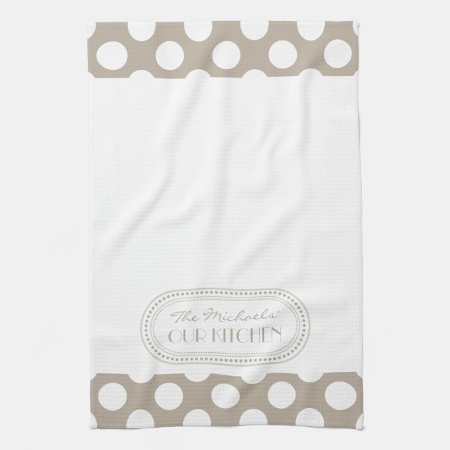 Linge De Cuisine Nature | Monogramme Motif Pois blanc (Vertical)