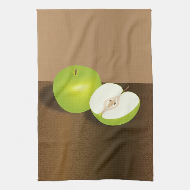 Linge De Cuisine Nature morte pomme verte et demi (Vertical)