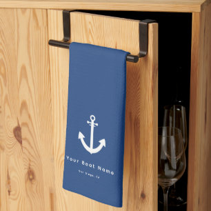 Linge De Cuisine Nautical Navy Blue Custom Boat Nom Ancre