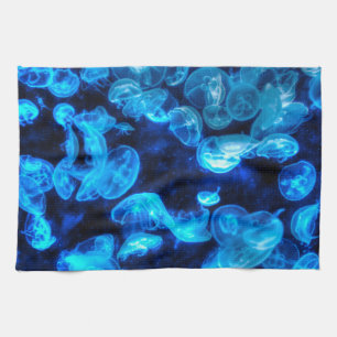 Linge De Cuisine Nautique Blue Jellyfish Marine Life
