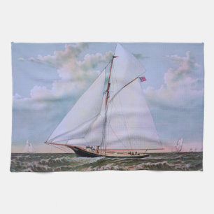 Linge De Cuisine Navire de voile antique sloop yacht voilier océan