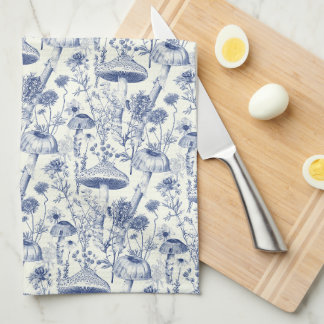 Linge De Cuisine Navy Blue Mushroom Toile De Jouy