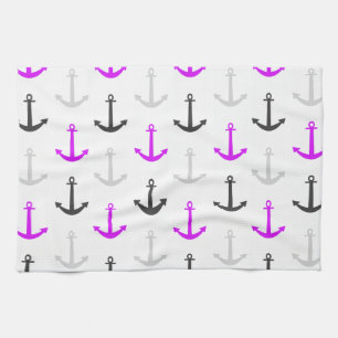 Linge De Cuisine Neon Purple, Grey, Ancres; Nautique