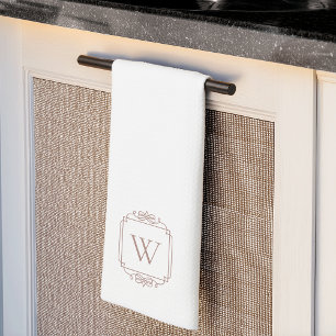 Linge De Cuisine Neutre Monogramme simple cadre classique