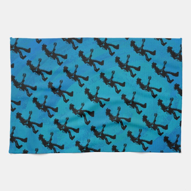 Linge De Cuisine New York Boogie Nights Guitare Bleu (Horizontal)