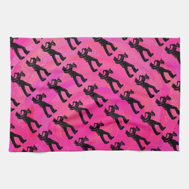Linge De Cuisine New York Boogie Nuits Saxophone Hot Pink (Horizontal)