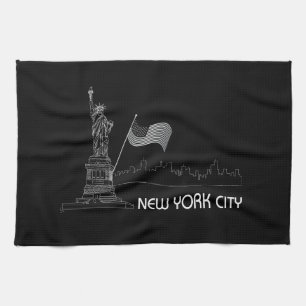 Linge De Cuisine New York - Drapeau de la Statue de la Liberté USA
