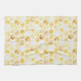 Linge De Cuisine Nid d'abeille jaune or  