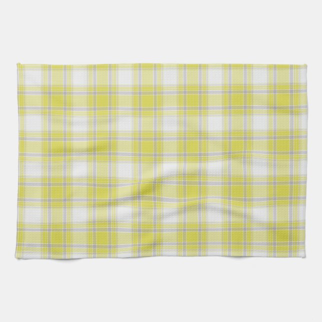 Linge De Cuisine No. 63 de jaune, gris et de blanc de plaid de (Horizontal)