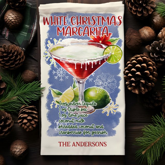 Linge De Cuisine Noël blanc Margarita Holiday Cocktail Recette (Créateur téléchargé)
