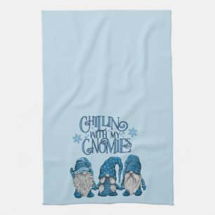 Linge De Cuisine Noël Bleu Hiver Trio Chillin Avec Mes Gnomes