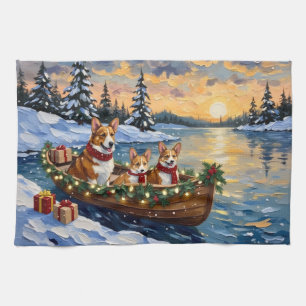 Linge De Cuisine Noël corgi bateau de vacances