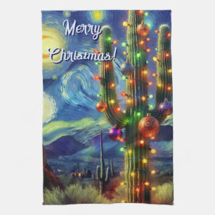 Linge De Cuisine Noël dans le désert Saguaro Cactus Magnet