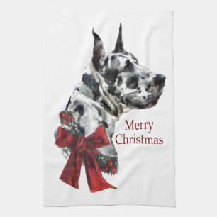 Linge De Cuisine Noël de great dane de harlequin