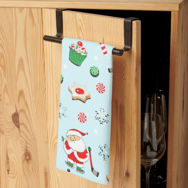 Linge De Cuisine Noël de hockey (Pliage en tiers)