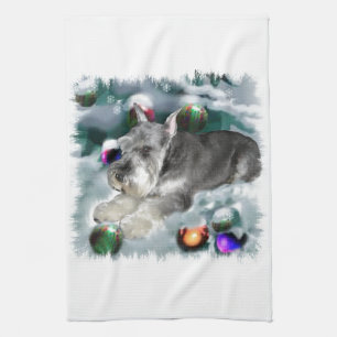 Linge De Cuisine Noël des Schnauzer miniatures