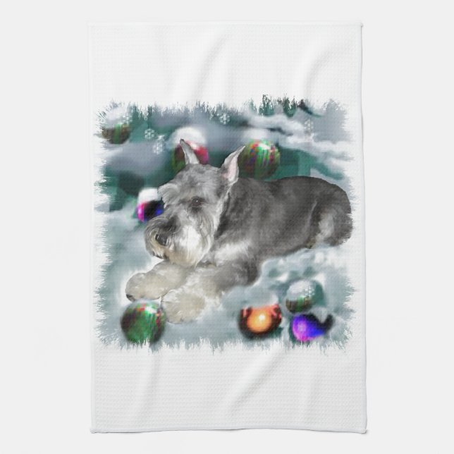 Linge De Cuisine Noël des Schnauzer miniatures (Vertical)