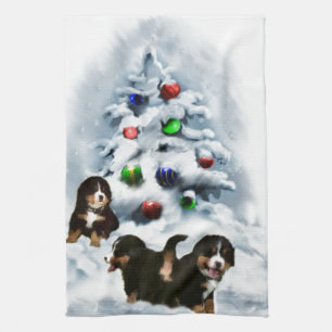 Linge De Cuisine Noël du chien de montagne bernois