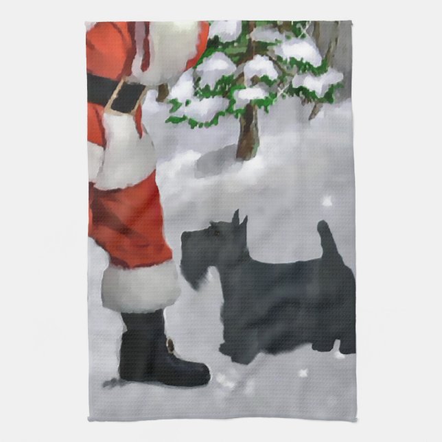 Linge De Cuisine Noël écossais Terrier (Vertical)