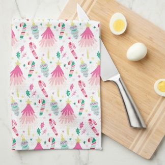 Linge De Cuisine Noël Fantaisiste Rose Clair Moderne