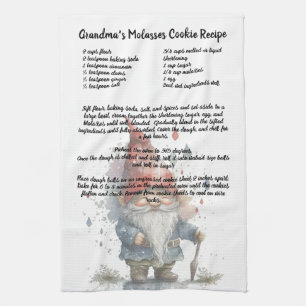 Linge De Cuisine Noël Gnome Rouge Aquarelle Recette Garde