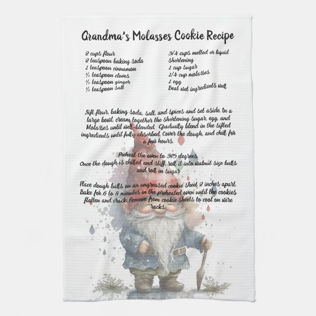 Linge De Cuisine Noël Gnome Rouge Aquarelle Recette Garde (Vertical)