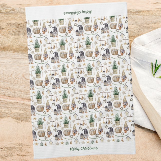 Linge De Cuisine Noël gnomes style de ferme nordique (Créateur téléchargé)