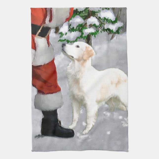 Linge De Cuisine Noël Golden Retriever (Vertical)