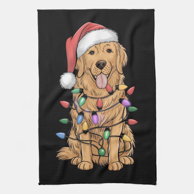 Linge De Cuisine Noël Golden Retriever Amoureux des chiens Cadeau M (Vertical)