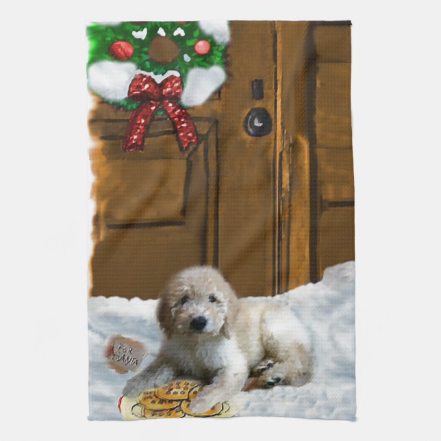 Linge De Cuisine Noël Goldendoodle (Vertical)