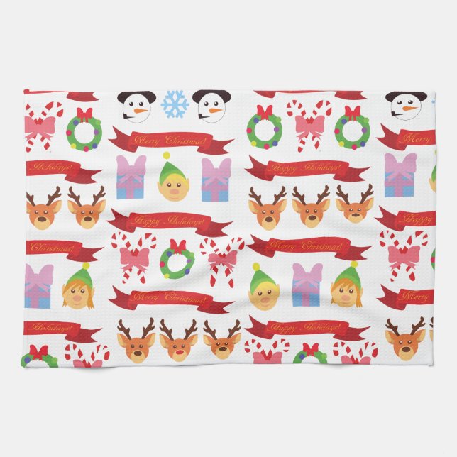 Linge De Cuisine Noël mignon (Horizontal)