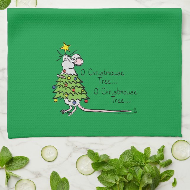Linge De Cuisine Noël Mouse mignonne Drôle Vacances (Plié)